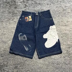 NEW Vintage Raw Blue Shorts Mens 32 Blue Baggy Hip-Hop Skater Y2K Denim Shorts